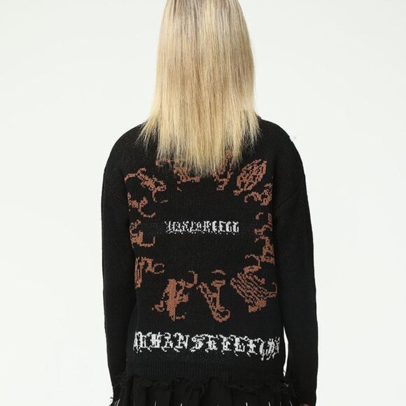 black caged wings skeleton goth distressed sweater - Picture 2 of 8